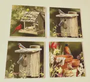 Set of 4 Highland Graphics Inc. Bird Theme Square Ceramic Drink Coasters
