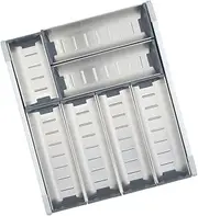 Bella Drawer Organiser Cutlery Tray Stainless Steel Drawer Dividers Kitchen Utensil Holder Adjustable Customisable Quality Stylish Neat Design Easy To Assemble (4 Column 472mm - Drawer Size 500mm)