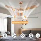 48" Outdoor Ceiling Fan Light With Remote Control 6 Speed Led Chandelier Lamp