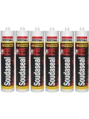 6 x Soudal Soudaseal Fire Resistant Elastic Joint Adhesive Sealant Grey 290ml