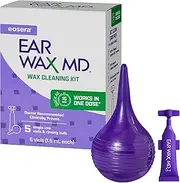eosera® Ear Wax MD® - Wax Cleaning Kit with Rinsing Bulb and 5 Single Use Vials | Fast-Acting Ear Wax Removal Drops | Breaks Down & Dissolves Wax in One Use | Clinically Proven | Gentle & Safe