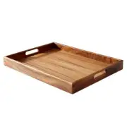 Walnut Wood Serving Tray with Handles - Stylish Coffee and Food Tray for Home...