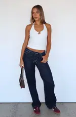 Skylar Low Rise Straight Leg Jeans Dark Indigo