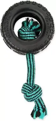 Mammoth Pet Rubber Tire Biter 3.75 Inch Dog Toy Chew Fling Throw Teething Rope