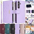 For Samsung S25 S24 S23 S22 S21 S20 FE Ultra Plus Zip Case Leather Wallet Cover