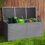 490L Outdoor Storage Box Container Lockable Bench Garden Deck Tool Grey Sheds