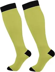 [ODAWA] Light Yellow Compression Sock Knee High Socks Support for Nurses, Running, Athletic
