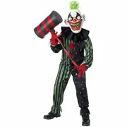 Crazy Eyed Clown Horror Evil Jester Joker Halloween Child Boys Costume