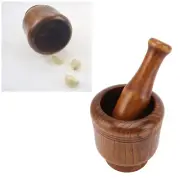 Wood Color Garlic Grinder Bowl Wood Herb Crushing Bowl Multipurpose Grinder