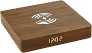 Mikinona 1PC Creative Wooden Wireless Phone Charger Portable Quick Charging Device with Multi Functional Clock Brown Wood Grain for Home and Outdoor Use Compatible with Wireless Charging