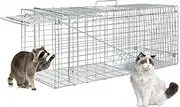 Monehet Animal Cage Trap, Heavy Folding Wild Animal Cage Trap, Humane Cat Trap for Stray Cats, Raccoons, Squirrel, Skunk, Mole, Groundhog, Armadillo, Rabbit, Catch and Release (Large)