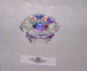Oleg Cassini Crystal Iridescent FLOWER Paperweight 2.5” X 3.75”