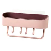 2Pcs Bathroom Storage Shelf Rack with Hangers Hooks Soap Cosmetic Shampoo Holder Shelves Towel Bar Rack Kitchen Bathroom Organizer