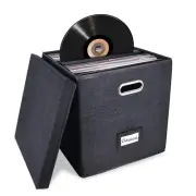 Sturdy Vinyl Record Storage Box - Album Storage Holds up 50+ Single Record LP...