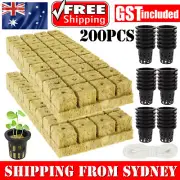 200PCS Grow Starter Rockwool Cubes Hydroponics Plant Net Cup Basket Aquaponic AU