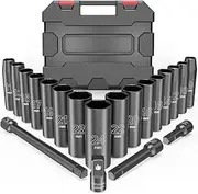 20PCS Impact Socket Set 1/2 Drive Metric Deep Cr-V I Sockets Universal Socket Set 3/8 Socket socket(A)