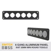 6 GANG 20mm Mini Round TOGGLE ROCKER SWITCH PANEL Only Aluminium 12v Marine