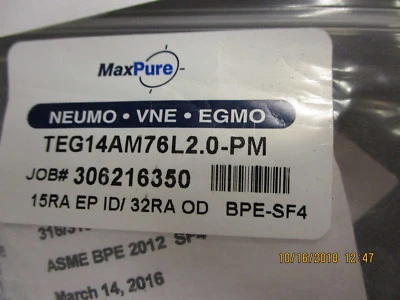 TEG14AM76L2.0-PM Maxpure BPE Series 2 Long Ferrule, T316L Stainless BRAND NEW!