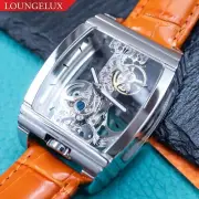 Automatic Mechanical Skeleton Bridge Movement Wrist Watch Luminous Hands Silver