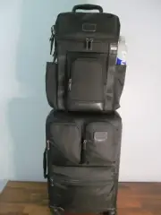 TUMI Black Extended Trip Luggage Set- Carry On, Laptop Backpack & Tech Cover-NWT