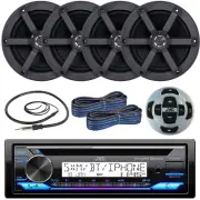 JVC Bluetooth CD Marine Receiver, Remote, 4x 6.5" 100W Speaker, 2x Wire, Antenna