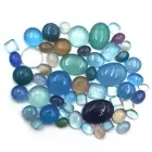 Natural Blue Chalcedony Mix Cabochon Loose Gemstone Lot 52 Pcs 4-14 MM 167 CT
