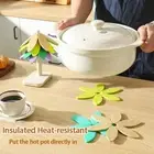 Tree Design Stand Silicone Mat Six Leaf Grass Placemats Dining Table Gift