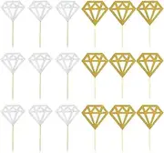 Glitter Diamond Cupcake Toppers for Bridal Shower Engagement Wedding Party Birthday for Donuts Diamond Donut Picks Cake Decorations (Silver + Gold) 60 Pcs Cake Topper
