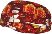 [CADREWY] Merry Christmas Snowman Print Stylish Sports Sweatband Stretchy Breathable and Moisture Wicking Headband for Gym