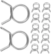 50PCS Stainless Steel Hose Clamps Inner Diameter Double Ring Spring Clips for Irrigation Garden Hose Line Easy Installation Durable Band