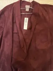 CHICO'S NWT $139 Soft Faux Suede Draped Jacket Top Size 2 US XL