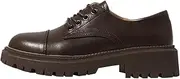 [Generic] Women's Leather Lace Up Chunky Platform Oxfords Comfortable Soft Sole Round Toe Heightening Non Slip Dress Shoes Vintage Lug Sole Office Business Shoes
