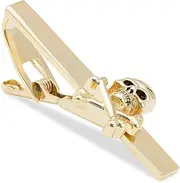 [OTAA] Gold Skull and Crossbones Tie Bar Gold Rhodium Plating Gold Skull and Crossbones Tie Bar