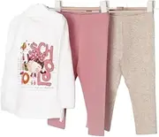 [Generisch] 3 Piece Set for Kids: White T-Shirt with Logo, Pink Leggings, Beige Leggings, 2731, Mayoral