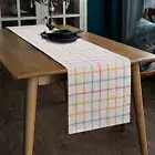 Long Way Buffalo Check Dining Table Runner White Pink Colorful 13 x 72 Farmhouse