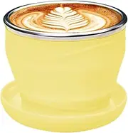 Fravsiu Foldable Cup,180ml Camping Mug with Lid and Lanyard | Portable Mug for Coffee Brewing Cold Drink Juice Outdoor Picnic