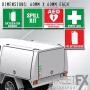 Fire Extinguisher First Aid Spill AED Oxygen Sticker Sign 60mm OHS WHS Safety