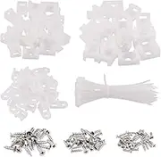 Glarks 360Pcs White Cable Tie Base and Cable Zip Ties with Mounting Screws Set, 120Pcs 3MM 4MM 6MM Saddle Type Mount Wire Holder and 120Pcs 6 Inch Self-Locking Cable Tie with 120Pcs Pan Head Screws