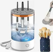 Electric Makeup Brush Cleaner Machine Automatic Rotation Deep Cleaning for All Cosmetic Brush Sizes Beauty Makeup Brushes, Mini Dry Brush Holder USB Charging