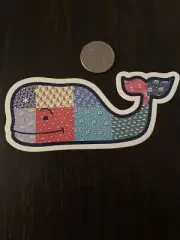New Vineyard Vines Holiday Patchwork Whale Sticker Hydroflask Yeti Car Decal