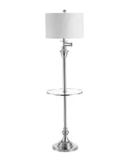 JONATHAN Y Cora 60in MetalGlass LED Side Table and Floor Lamp