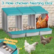 3 Hole Chicken Nesting Box Hen Chook Roll Away Laying Nest Boxes Brooder Coop
