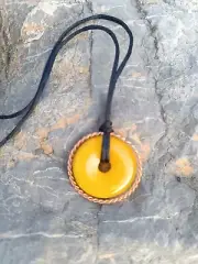 Tensor Ring Straight Line Cubit 333 Mhz Natural Yellow Carneli Stone Pendant