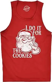 [Crazy Dog T-shirts] Mens I Do It For The Cookies Fitness Tank Funny Xmas Santa Claus Sweet Treat Lovers Sleeveless Tee For Guys
