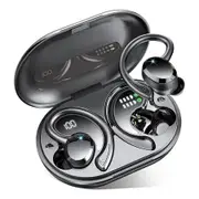 Wireless Earbuds Sport, Bluetooth 5.3 Headphones Bass HiFi Stereo Over EarBuds, 48Hrs Noise Cancelling Headset with Earhook, IP7 Waterproof,Black