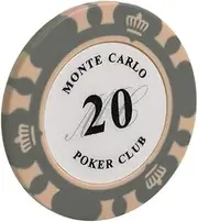 TX GIRL 25PCS/Set Clay Poker Chips Casino Baccarat Crown Monte Carlo Design Clay Poker Clay Composite with Trim Sticker 14g/PC (Color : 20)