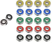 20 Pcs 608RS Skateboard Bearings,Roller Skate Wheels Scooter ABEC-9 Rubber Sealed Metal Spare Bearing，Colorful Alloy Ball Bearing for Skateboards, Inline Skates, Four-Wheel Longboard Stunt Scooters