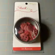 Bo Bunny- All Stuck Up Buttons Wild Berry Magnetic Storage Container Scrapbook