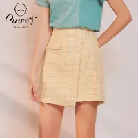 在飛比找Yahoo奇摩購物中心優惠-OUWEY歐薇 清新格紋活片褲裙(淺桔)3212322406