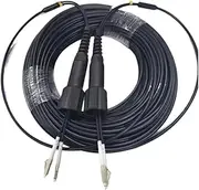 VJSUWI Armored fiber patchcord 2 core OM3 TPU 150M 200M 250M 300M SC LC FC ST A Multimode 2 fibers optical fibre jumper outdoor(300m OM3-300 ST-ST)